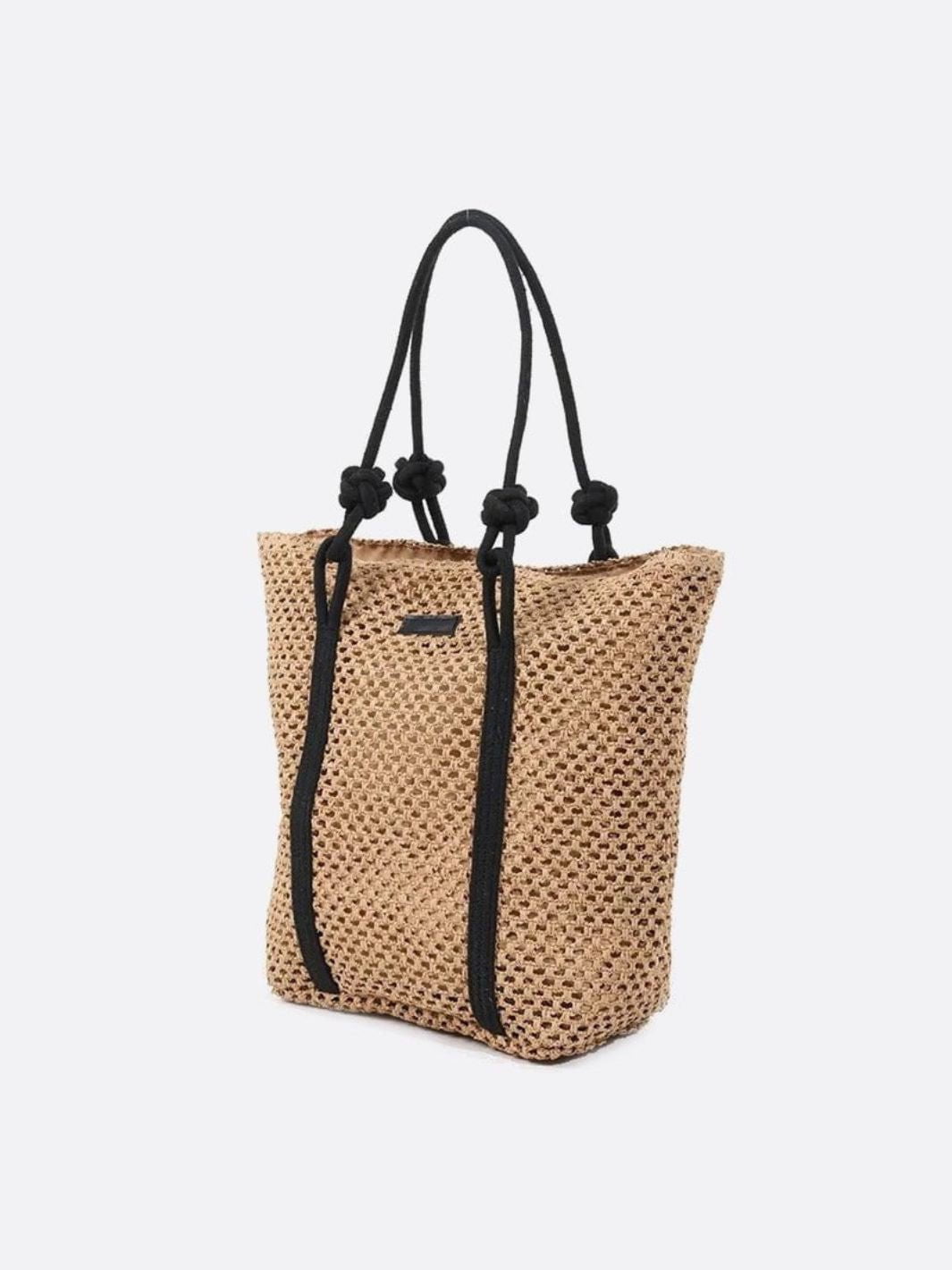 Bolso Tote Grande de Paja Tejida con Asas de Cuerda
