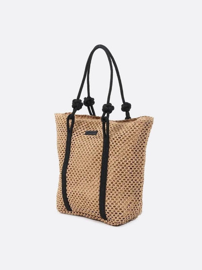 Bolso Tote Grande de Paja Tejida con Asas de Cuerda