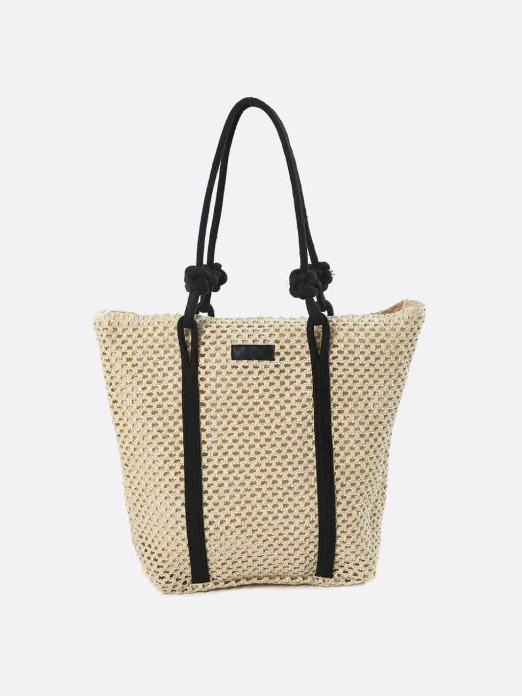 Bolso Tote Grande de Paja Tejida con Asas de Cuerda