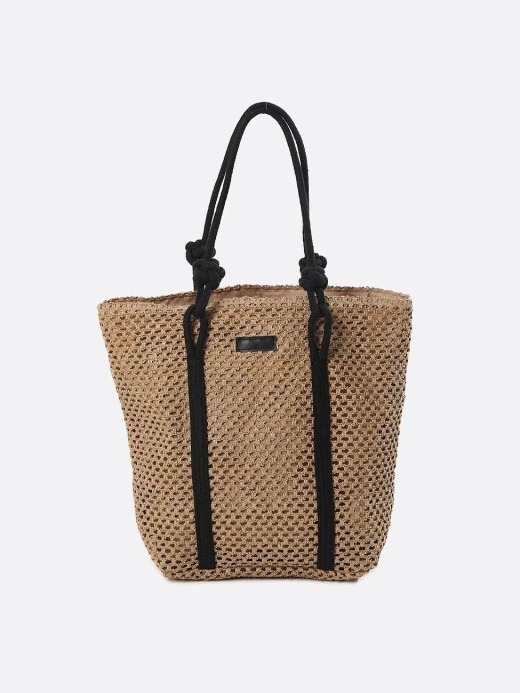 Bolso Tote Grande de Paja Tejida con Asas de Cuerda