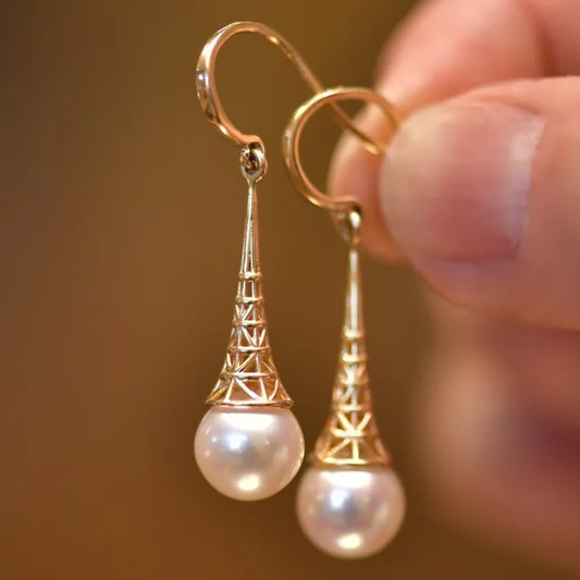 Pendientes con perla vintage