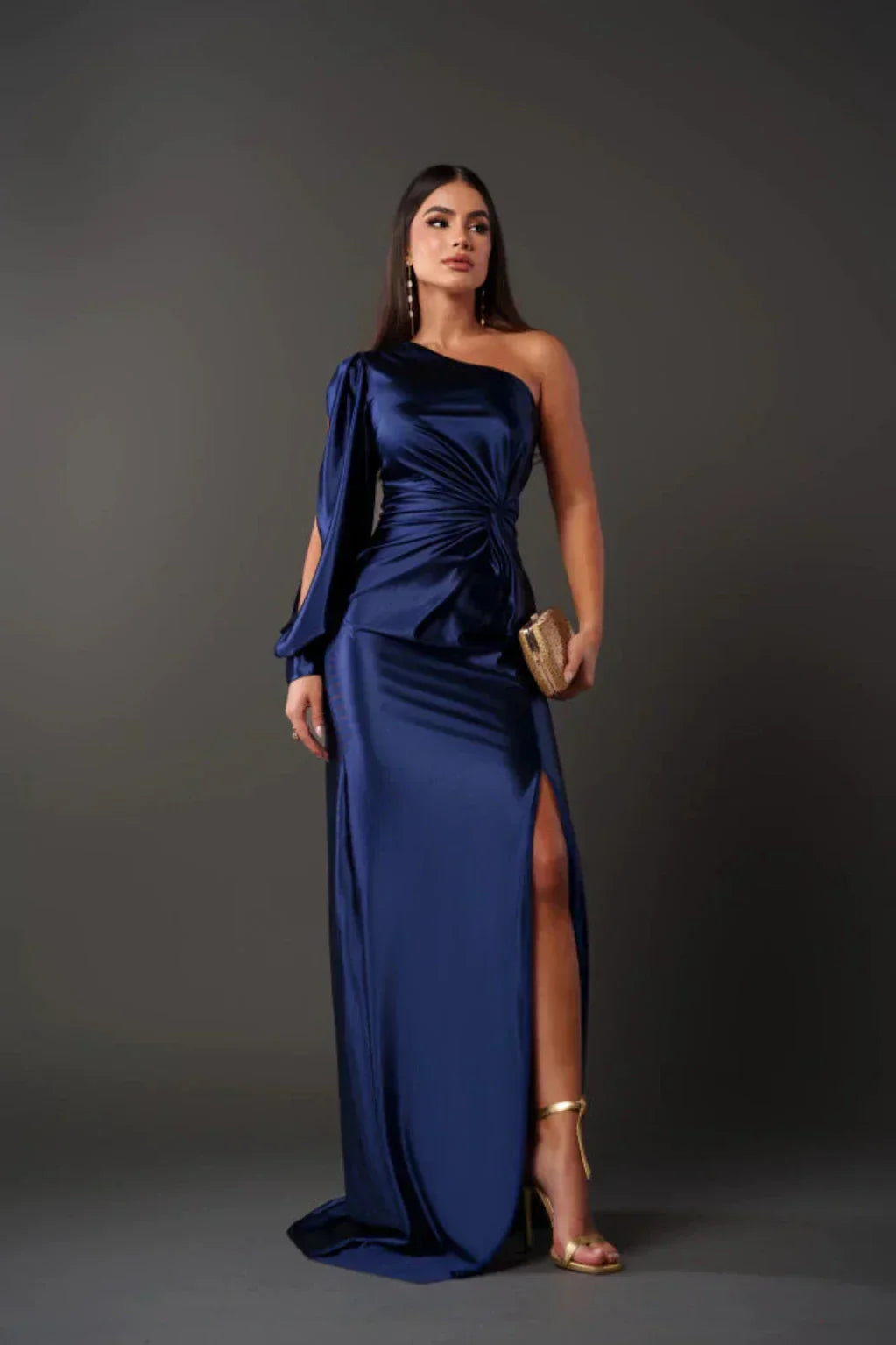Camila | Vestido satinado de una manga