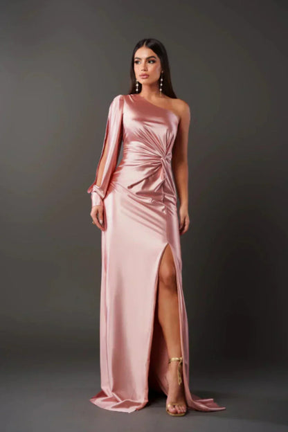 Camila | Vestido satinado de una manga