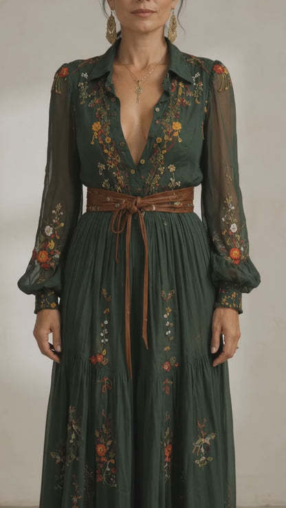 Jacinda | Vestido maxi boho para mujer con cinturón fluido | Ligero
