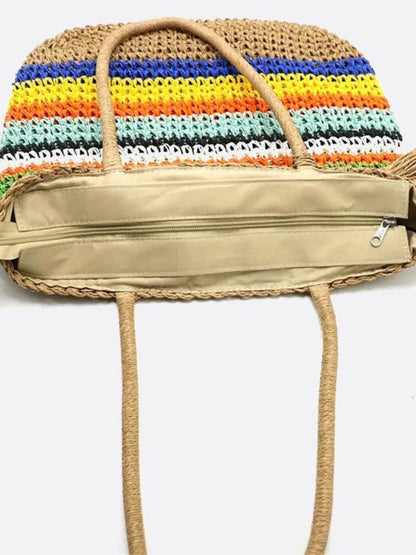 Bolso Shopper a Rayas Multicolor con Borlas
