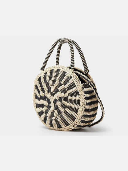Bolso Redondo de Paja con Correa – Diseño Artesanal con Estilo Boho