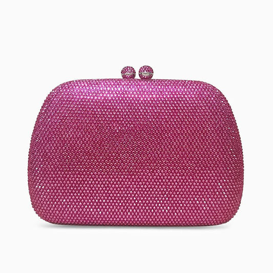 Clutch Fucsia con Cristales – Bolso de Mano Moderno y Brillante para Fiestas y Eventos Nocturnos