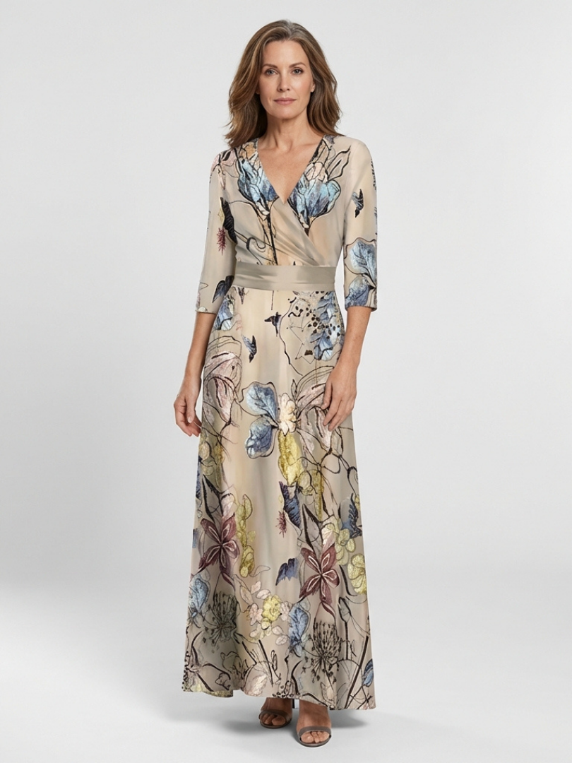 Margaret | Vestido largo envolvente con estampado floral