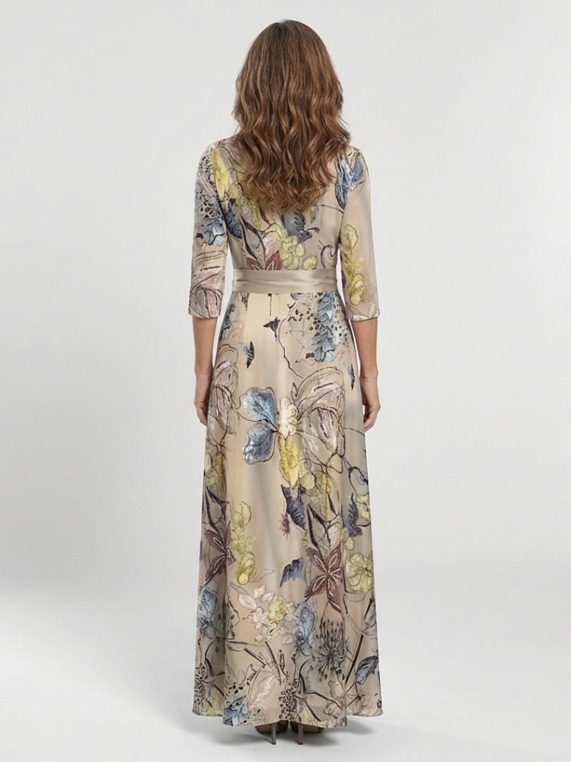 Margaret | Vestido largo envolvente con estampado floral