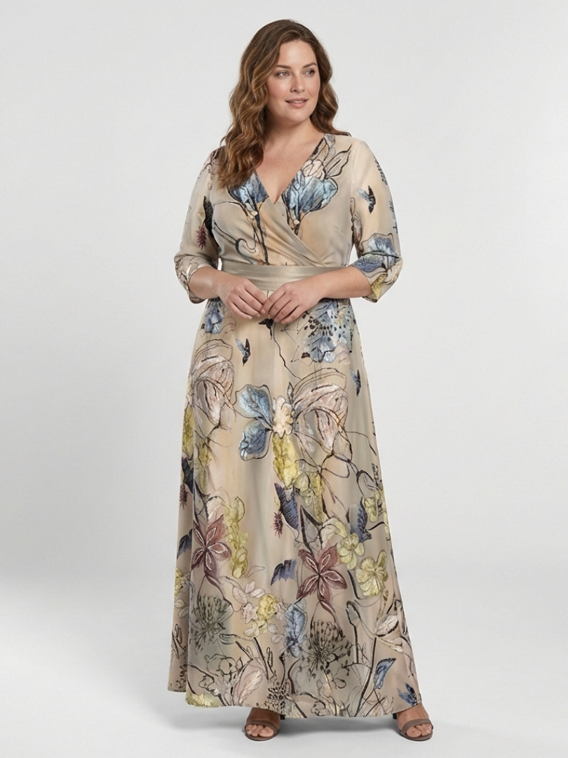 Margaret | Vestido largo envolvente con estampado floral