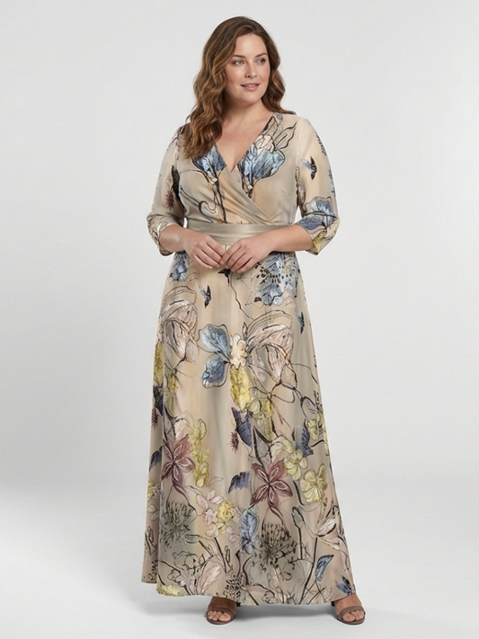 Margaret | Vestido largo envolvente con estampado floral