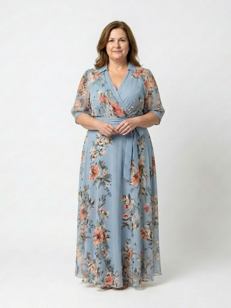 Elowe | Vestido largo con estampado floral y cuello en V